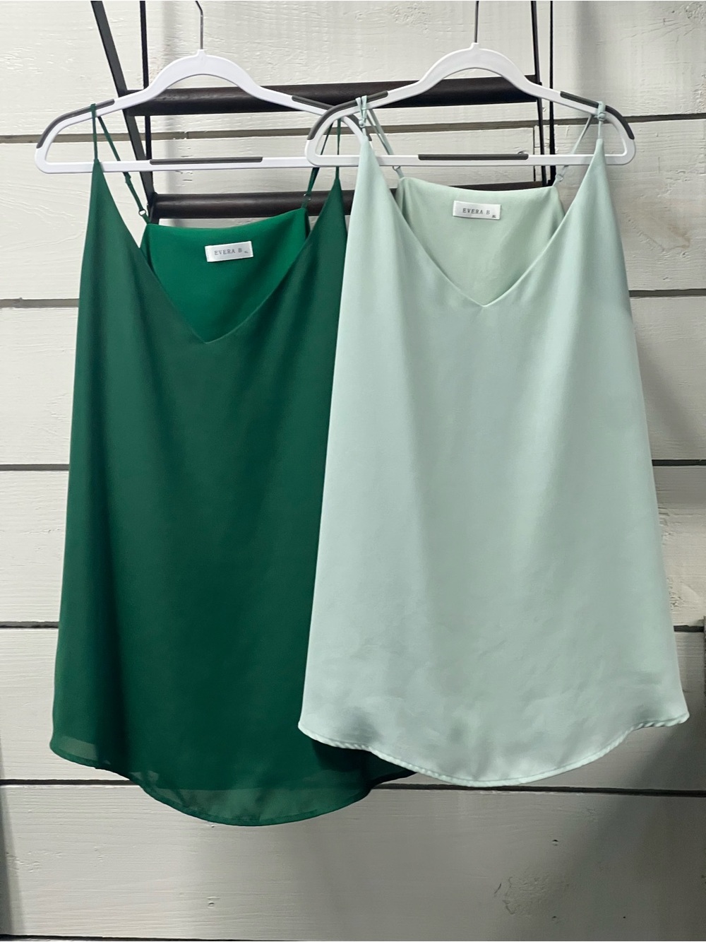 Evera B.  V-Neck Cami Tank - Dark Green & Mint (2 pack)